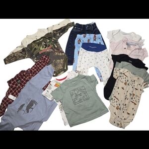 Wrangler, Mossy Oak, Carters, & Osh Kosh Infants 22pc Bundle  Shirts/Pants